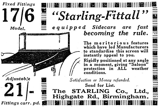 Starling-Fittall Sidecar Windscreens                             