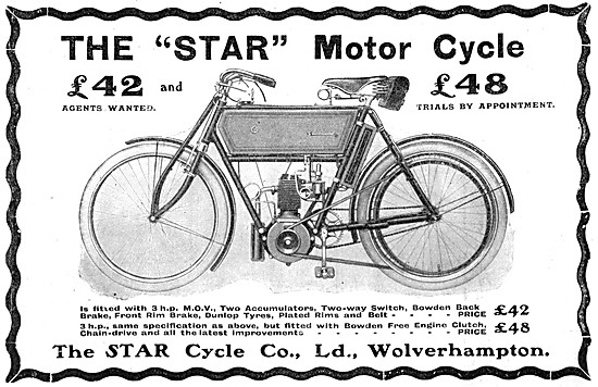 1904 3 H.P. Star Motor Cycle                                     