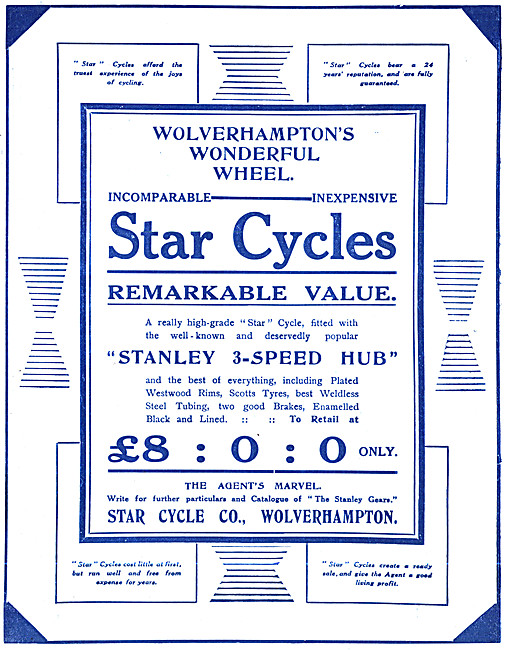 1909 Star Bicycles & Motor Cycles Advert                         