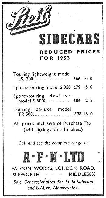 Steib Sidecars 1953 Range                                        