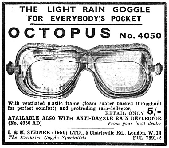 Octopus No. 4050 Motor Cycle Goggles 1958                        