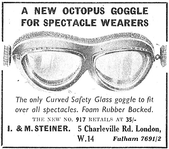 Octopus No. 917 Motor Cycle Goggles 1959 Advert                  