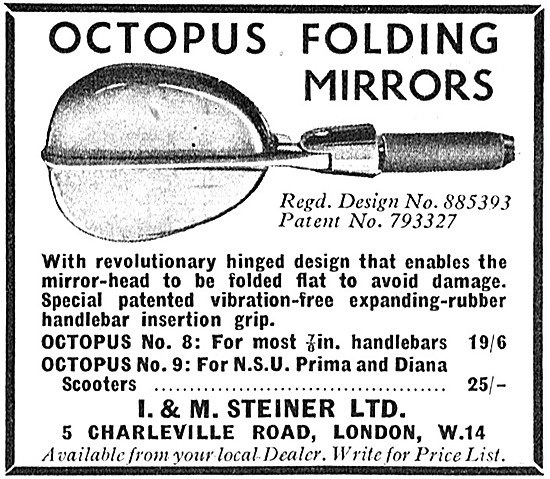 Steiner Octopus Folding Mirrors For Motor Cycles                 