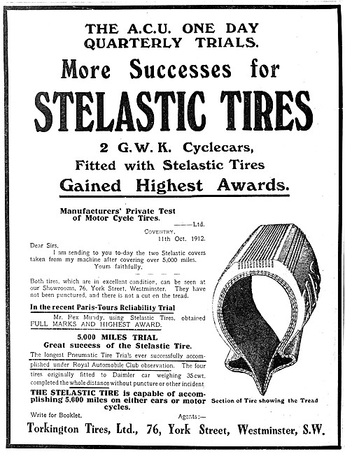 Torkington Stelastic Motor Cycle Tyres                           