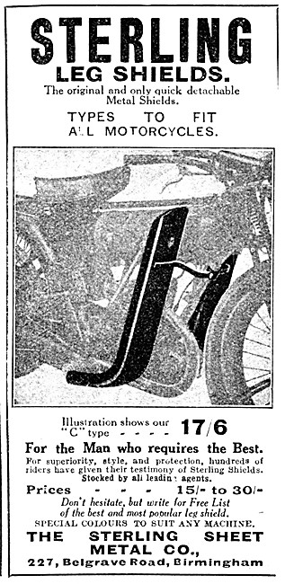 Sterling Motor Cycle Leg Shields 1926 Pattern                    