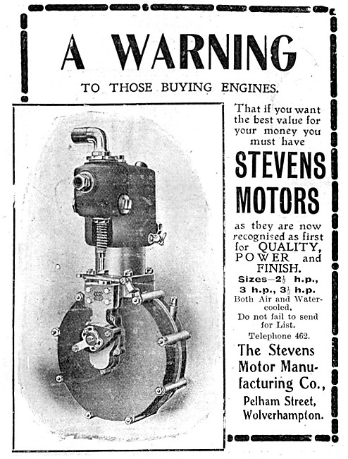 1904 Stevens Motor Cycle Engines                                 