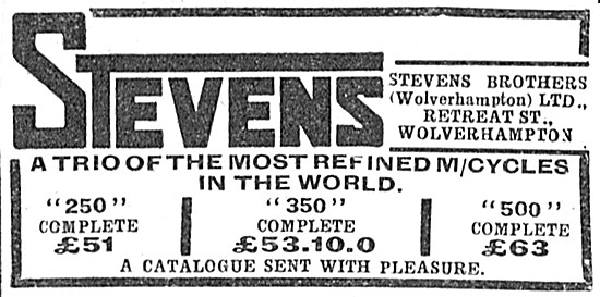 The 1935 range Of Stevens Brothers Motor Cycles                  