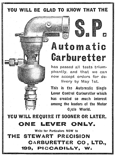 Stewart-Precision S.P. Single Lever Carburetters                 