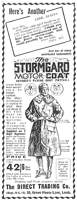 Stormgard Motor Cycle Coats 1924 Products                        