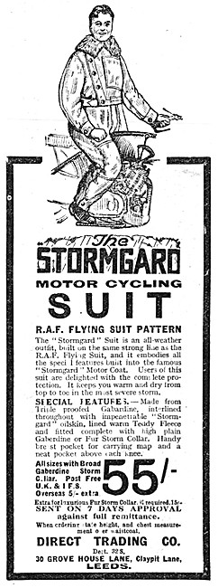 Stormgard RAF Flying Suit Pattern Motor Cycling Suit 1925 Style  