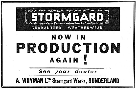 Stormgard Motor Cycle Coats 1946                                 