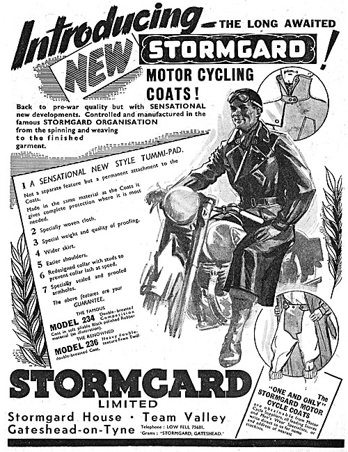 Stormgard Motor Cycle Coats 1953 Styles                          