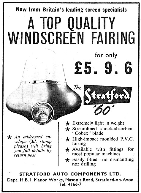 Stratford Motorcycle Fairings - Stratford 60 Windscreen Fairing  