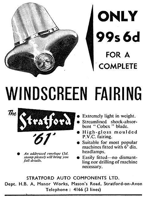 Stratford Motorcycle Windscreen Fairing                          