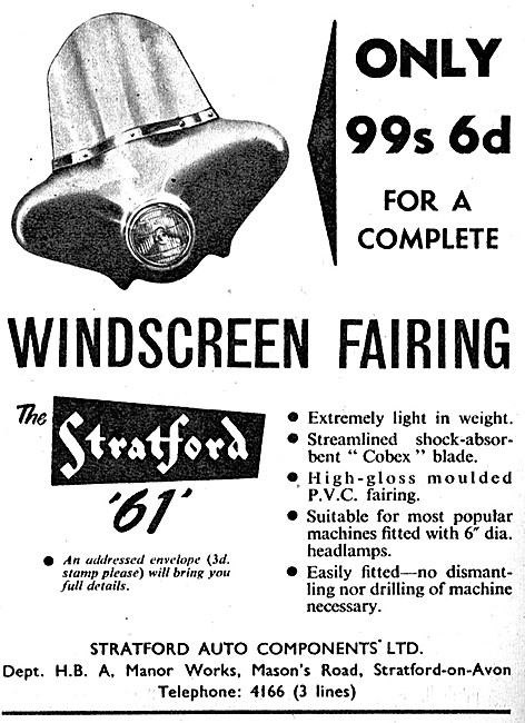 Stratford 61 Motorcycle Windscreen Fairing                       
