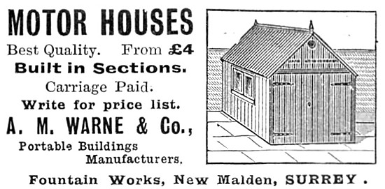 Warne Sectional Motor Cycle Houses 1904                          