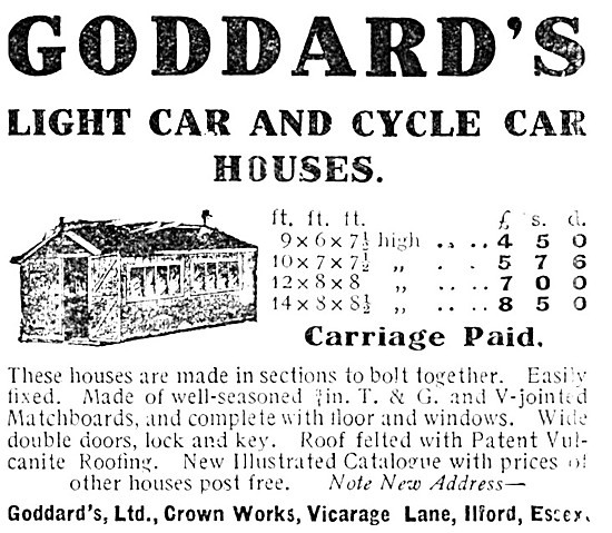 Goddards Light Car & Cycle Car Garages 1914 Styles               