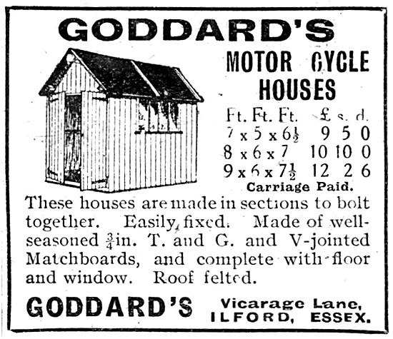 Goddard Motor Cycle Houses 1920 Specifications                   
