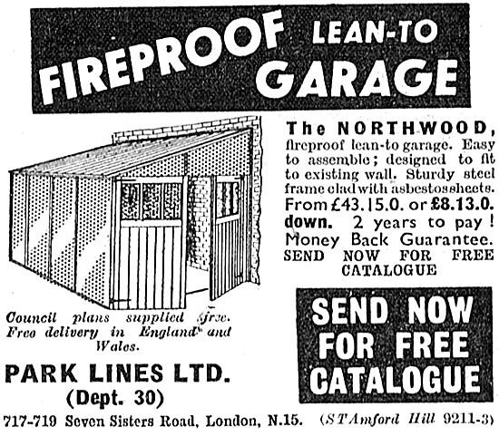 Park Lines FIreproof Lean-To Garage                              