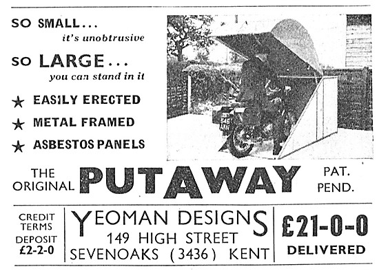 1957 Yeomans PutAway Motor Cycle Garage                          