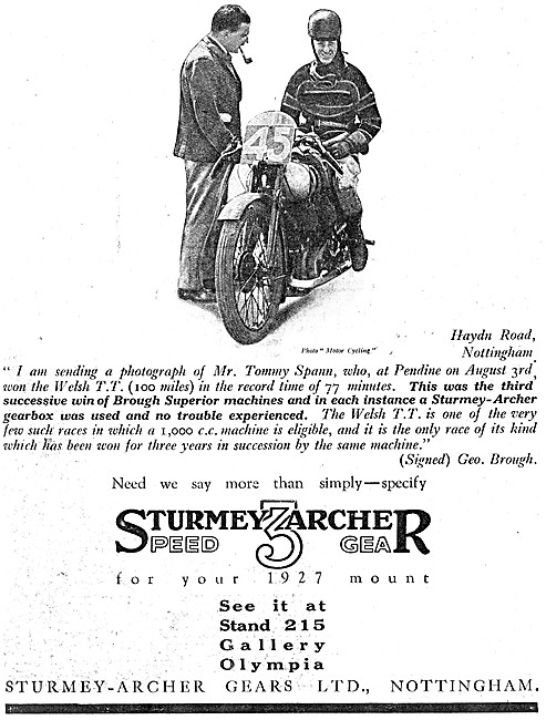 Sturmey-Archer Gears - Sturmey-Archer Motor Cycle Gearboxes      