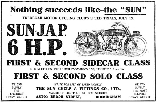 Sun-JAP V Twin 6 hp Motor Cycle                                  