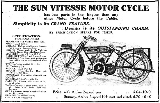 1920 Sun Vitesse Motor Cycle                                     