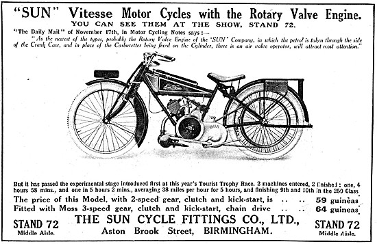 1921 Sun Vitesse Motor Cycle                                     