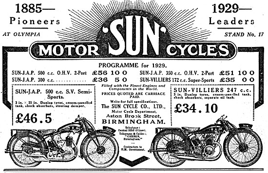 1928 Sun-JAP 500 cc Semi-Sports Motor Cycle                      