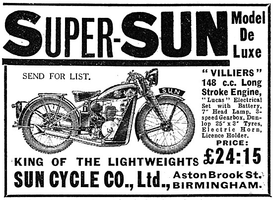 1932 Sun 148 cc Long Stroke Villiers Engine                      