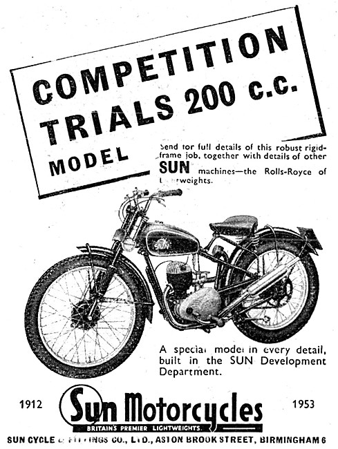 Sun Competition Trials 200 cc Motor Cycle                        