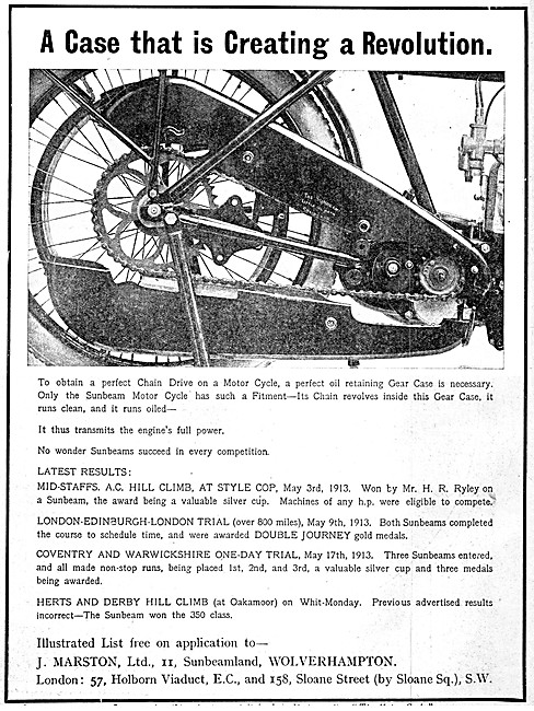 1913 Sunbeam Motor Cycles                                        
