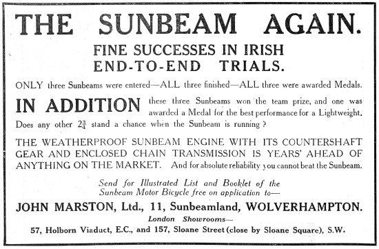 1913 Sunbeam Motor Cycles                                        