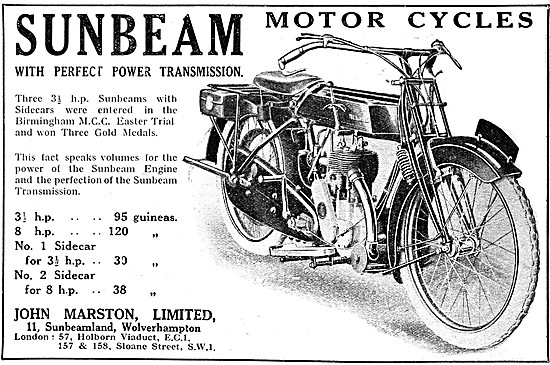 Sunbeam Motor Cycle Models 1919                                  