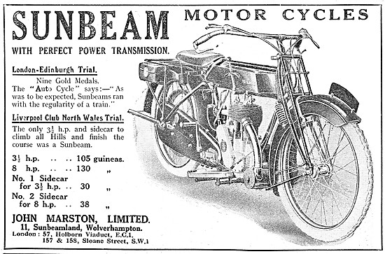 1919 Sunbeam Motor Cycles                                        