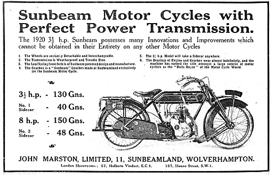 1919 Sunbeam 3.5 hp Motor Cycle                                  
