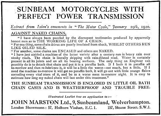 1920 Sunbeam Motor Cycles                                        
