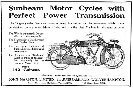 1920 Single Cylinder Sunbeam Motor Cycle                         