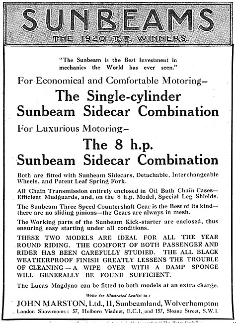 1921 Sunbeam 8hp Sidecar Combination                             