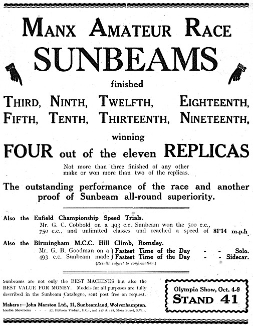 1926 Sunbeam Motor Cycles                                        