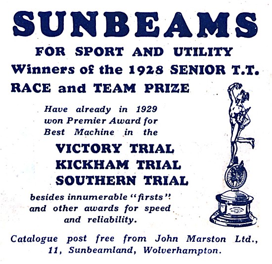 Sunbeam Motor Cycles Advert                                      