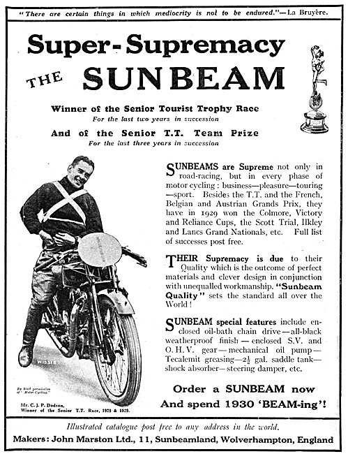 1930 Sunbeam Motor Cycles                                        