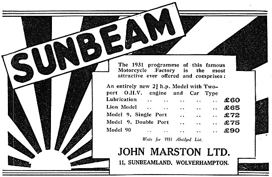 1930 Sunbeam Motorcycles Models & Prices                         