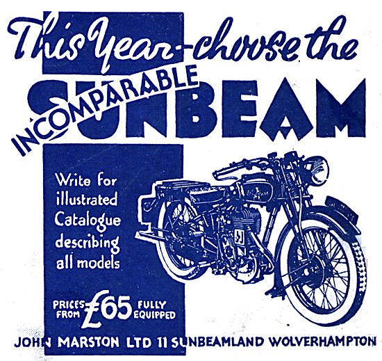 1932 Sunbeam Motor Cycle Range                                   