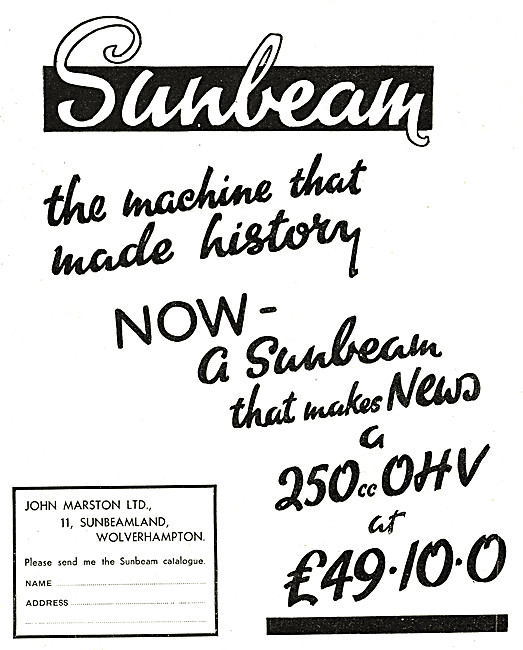 1934 Sunbeam 250 cc OHV                                          