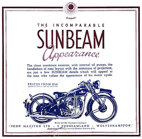 1937 Sunbeam Motor Cycles                                        