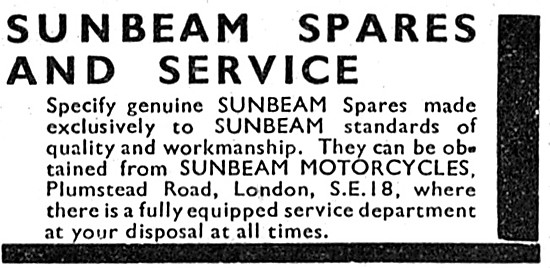 Sunbeam Motor Cycle Spares & Service At Plumstead Road           