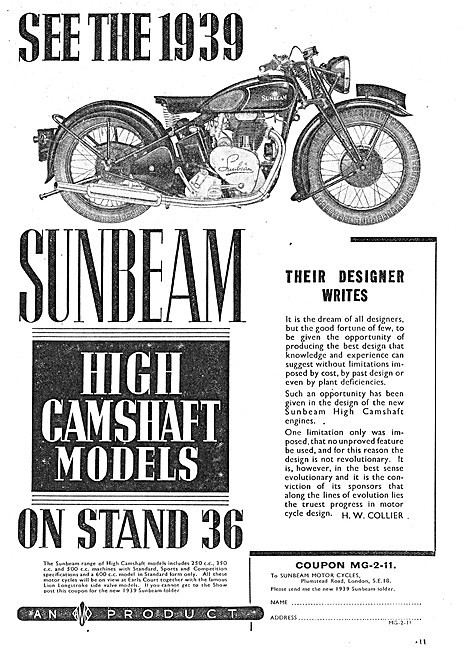 1938 Sunbeam High Camshaft Motor Cycles                          