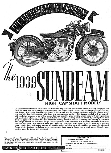 Sunbeam High Camshaft Motro Cycles 1938                          