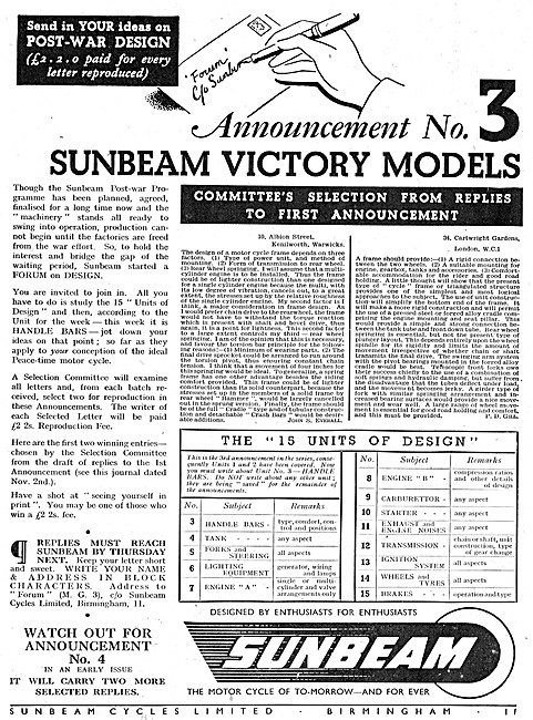 Sunbeam Victory Motor Cycles 1944                                